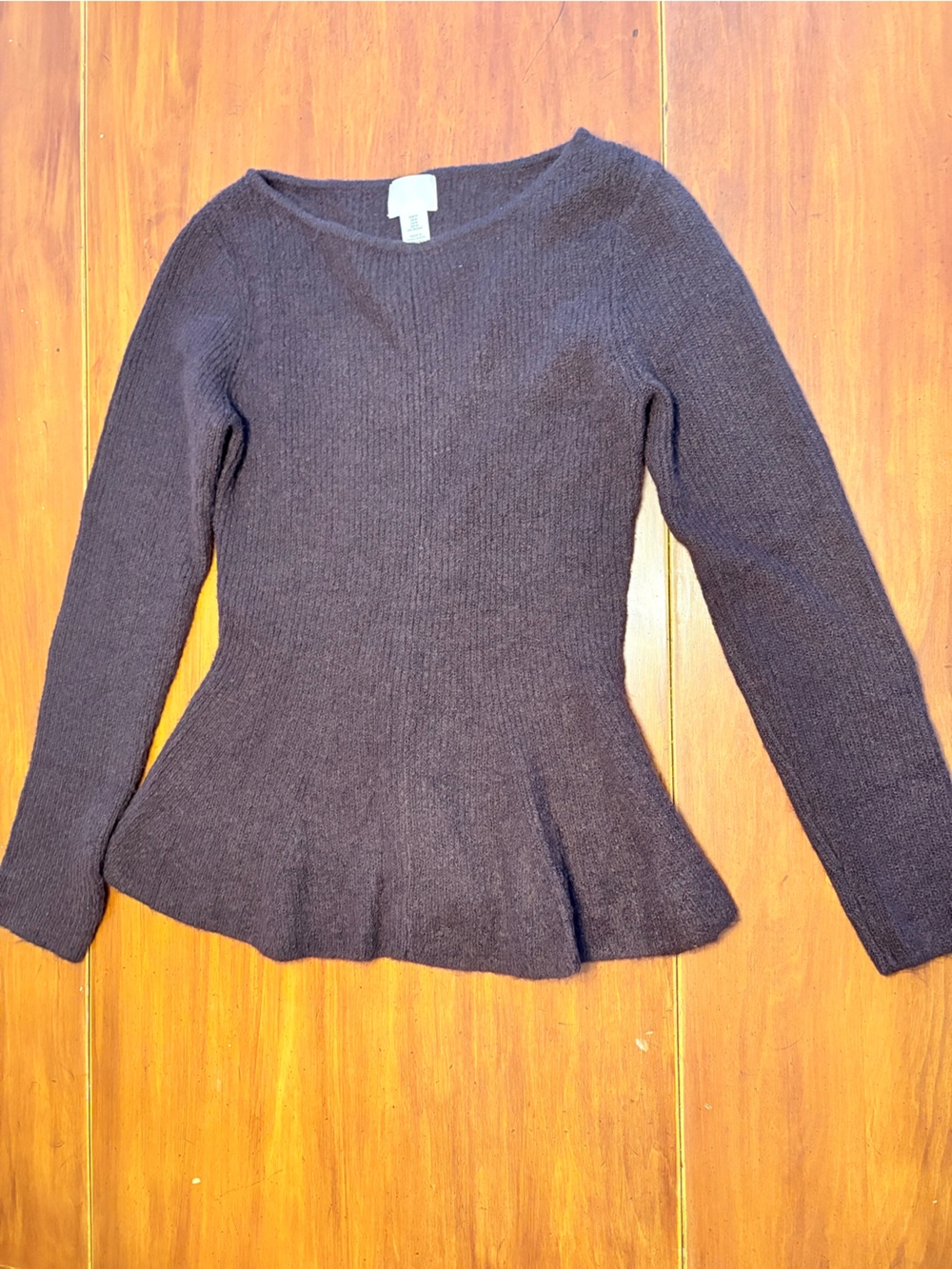 H&M Black Ribbed Peplum Burgundy Sweater